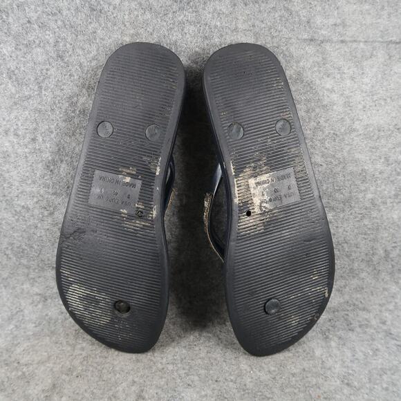 Casual Shoes Womens 9 Sandals Flip Flops Slip On Flats Thong Embellished Black - Picture 8 of 10